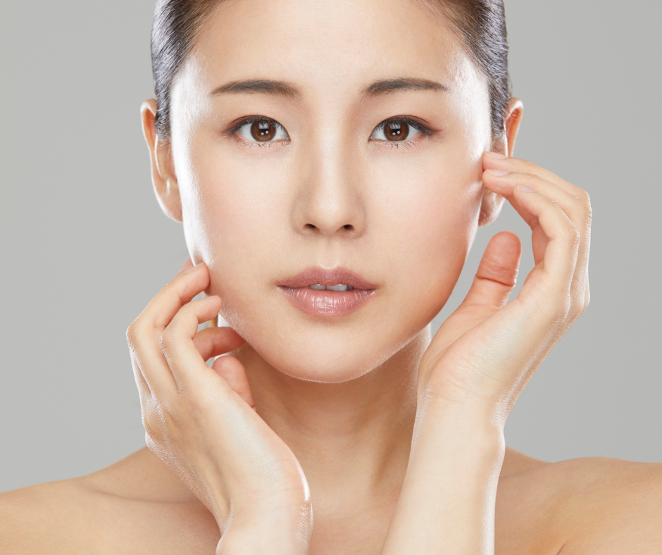 Close-up of shiny oily skin before applying skincare products